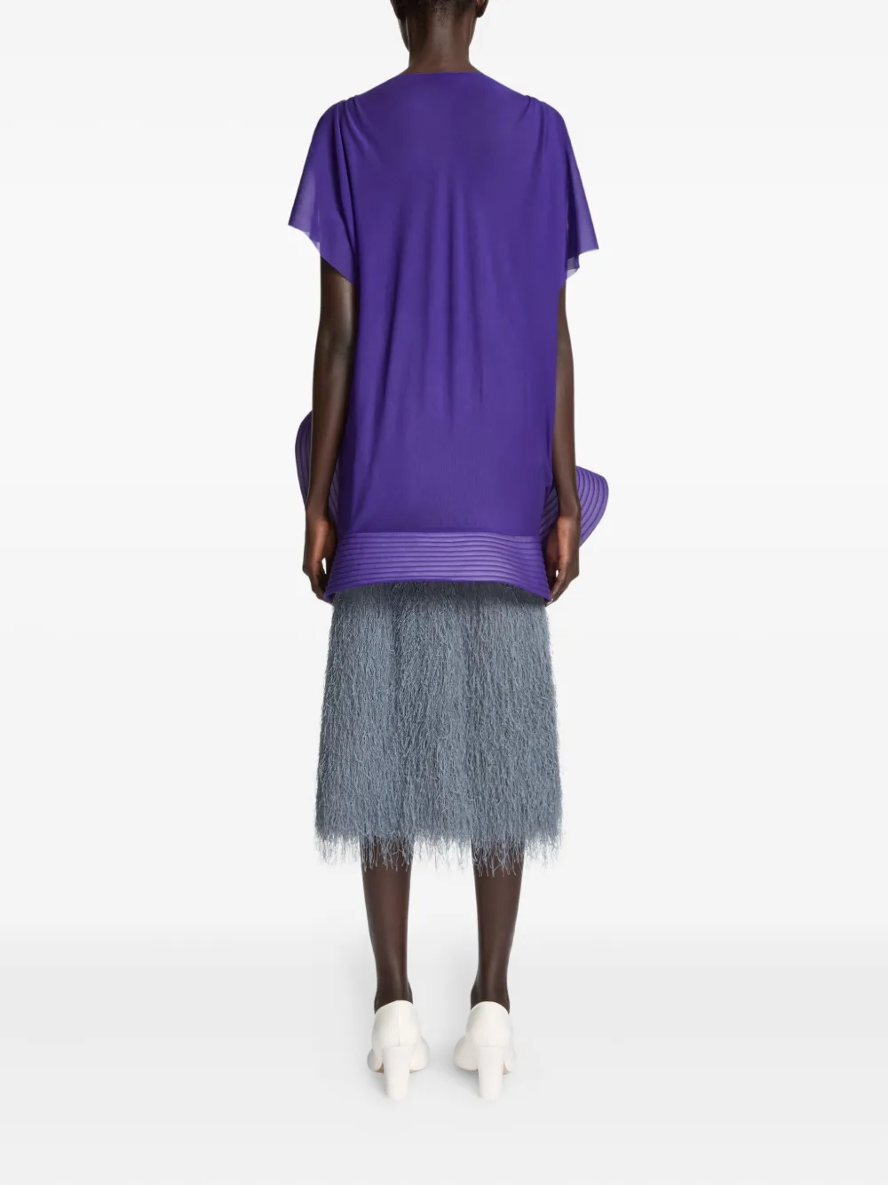 DRIES VAN NOTEN Rok met franjes Grijs