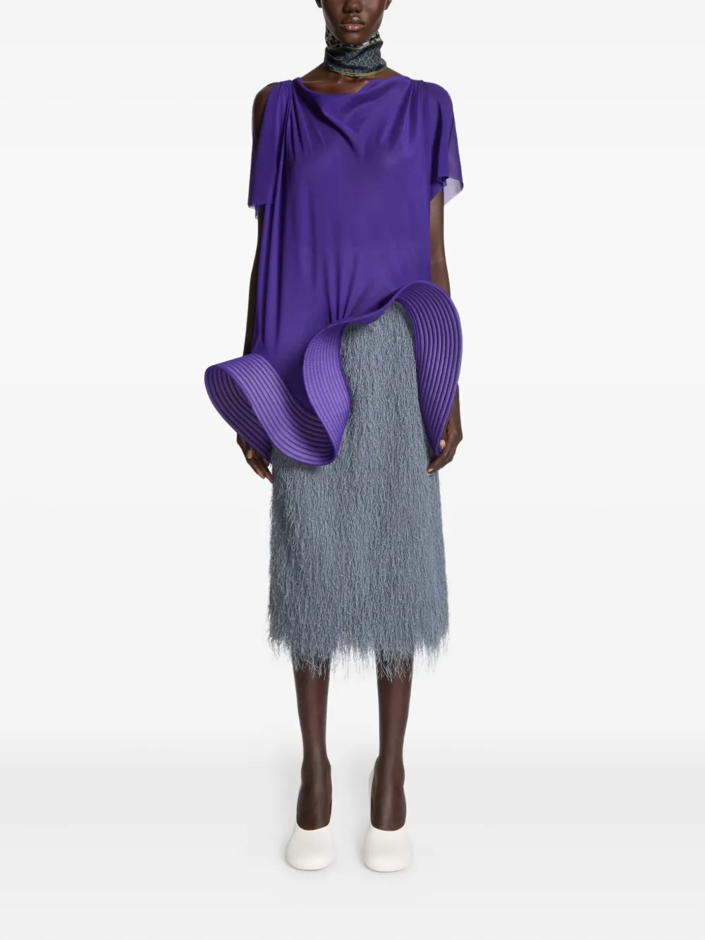 DRIES VAN NOTEN Rok met franjes - Grijs
