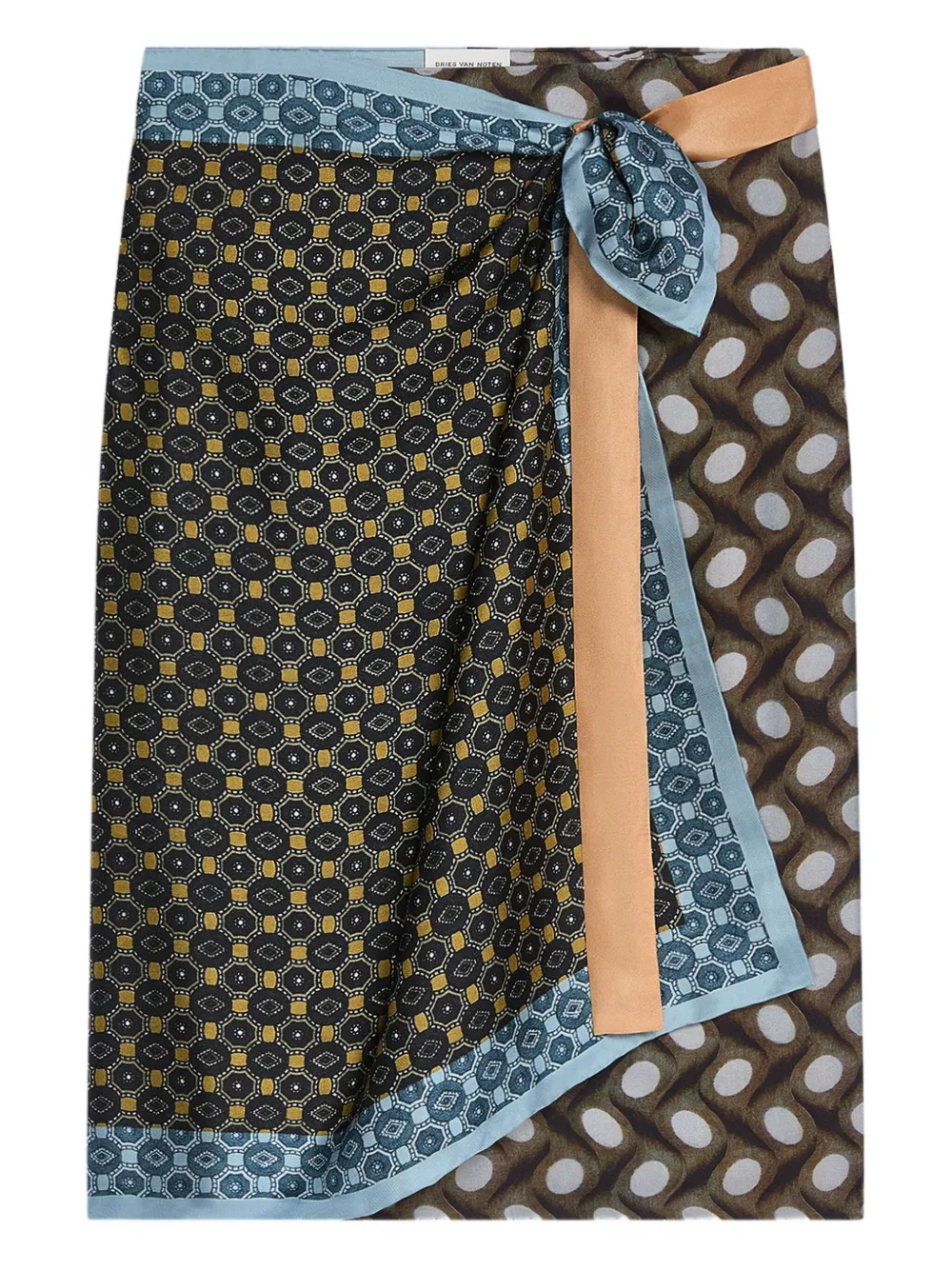 DRIES VAN NOTEN Saia de seda com padronagem | Preto | Image 1