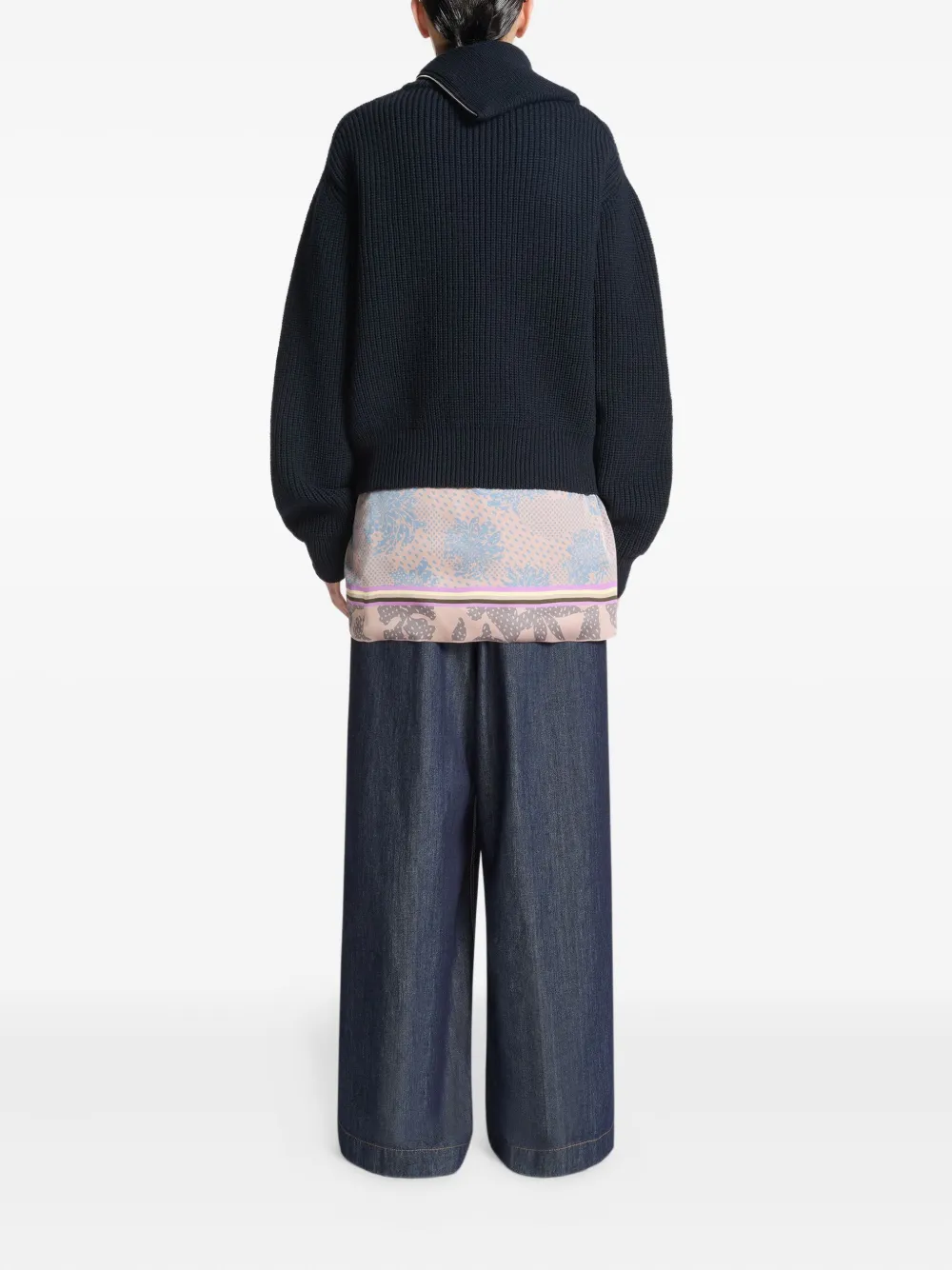 DRIES VAN NOTEN Wollen trui met hoge hals en rits Zwart
