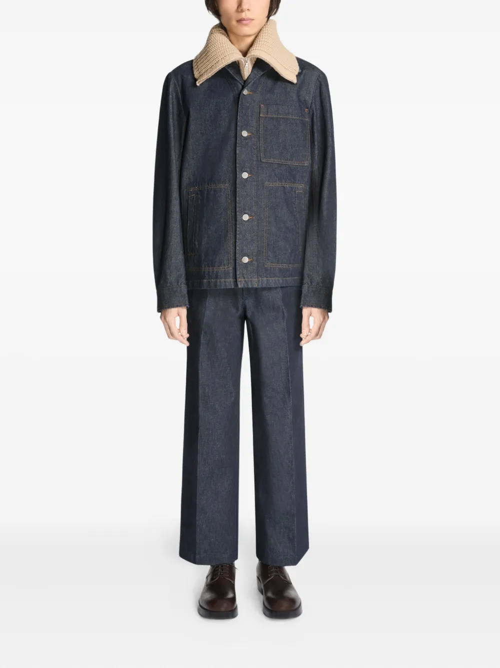 DRIES VAN NOTEN Wollen kraag met rits - Beige