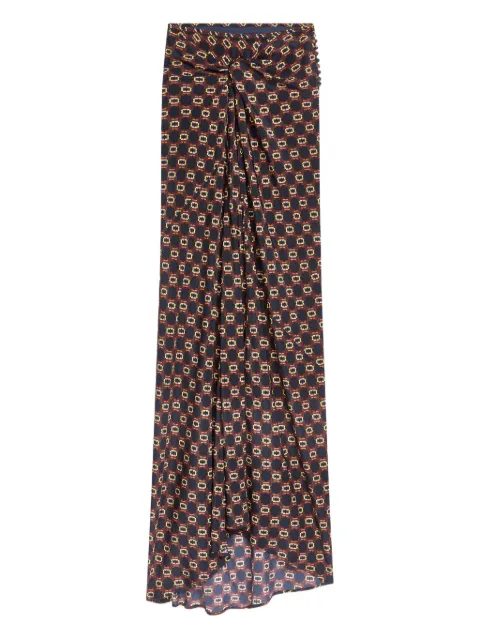 DRIES VAN NOTEN draped tie-print maxi skirt