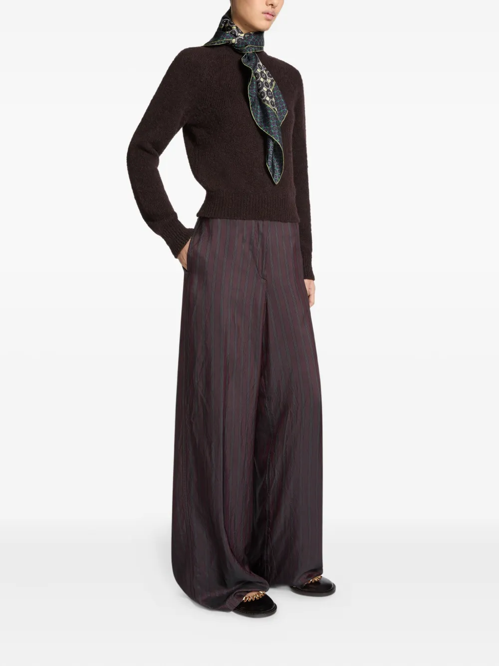 DRIES VAN NOTEN Broek met krijtstreep Rood