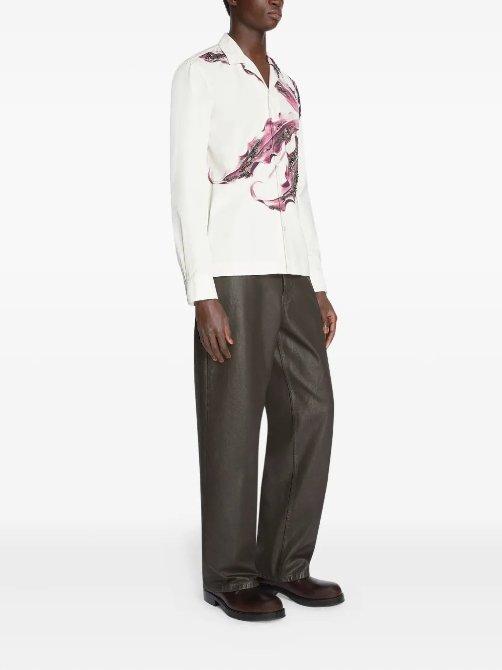DRIES VAN NOTEN Overhemd met geborduurde bloemen Wit