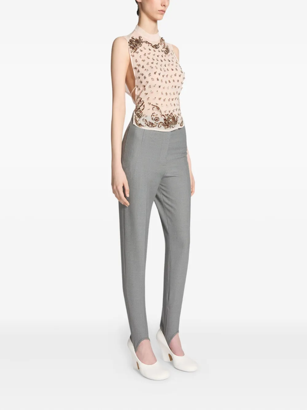 Dries Van Noten Stirrup Trousers In Gray