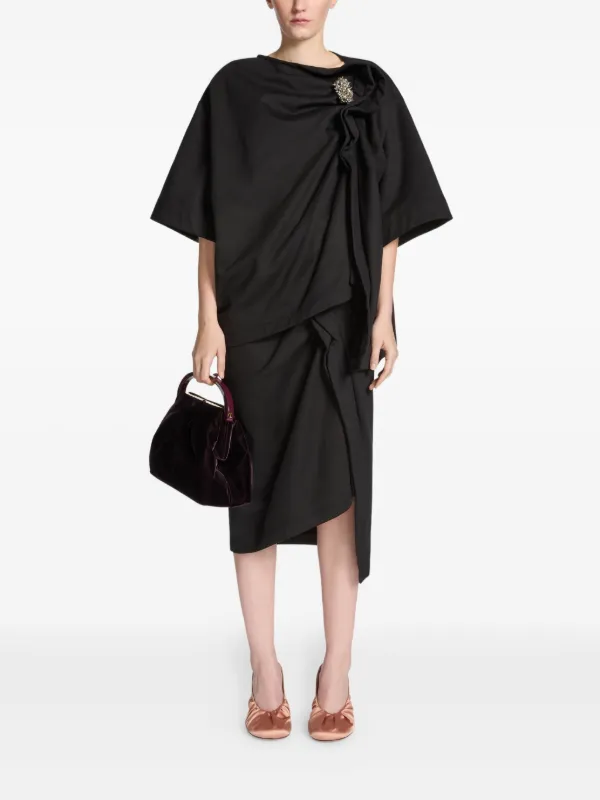 DRIES VAN NOTEN Draped Brooch t-shirt | Black | FARFETCH