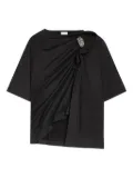 DRIES VAN NOTEN draped brooch t-shirt - Black