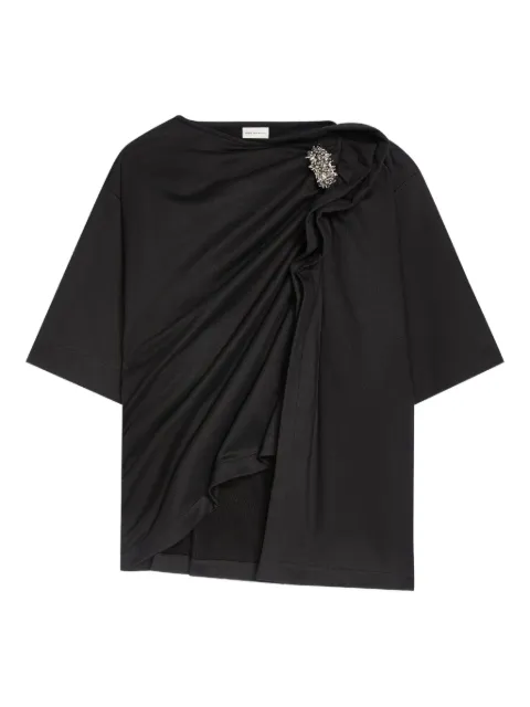 DRIES VAN NOTEN draped brooch t-shirt