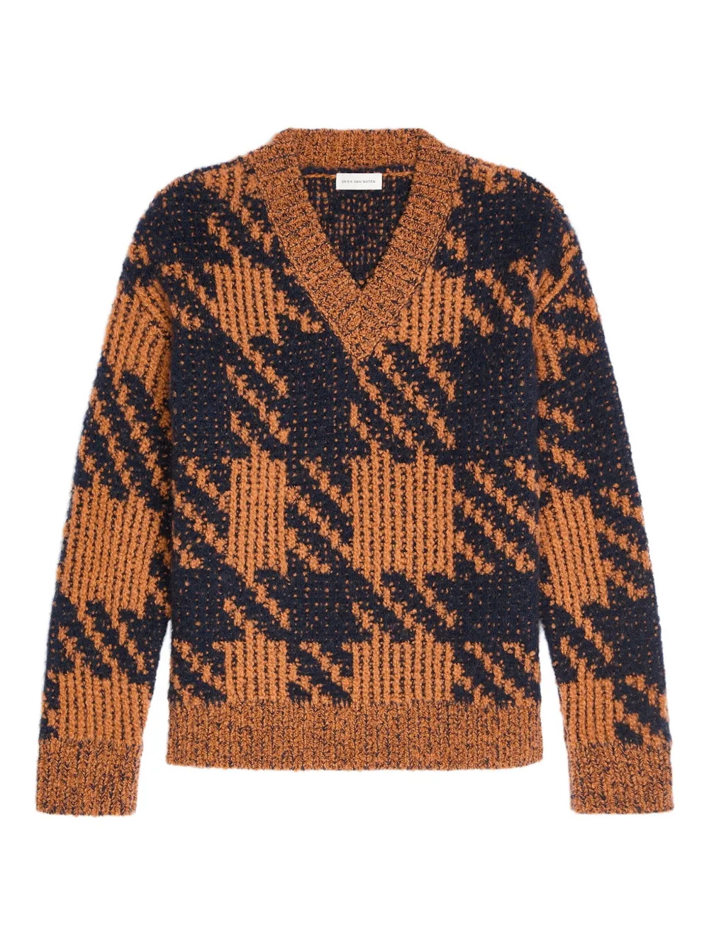 houndstooth v-neck sweater