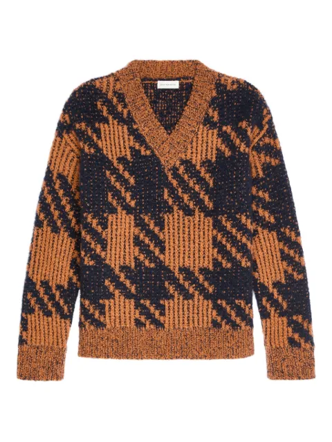 DRIES VAN NOTEN houndstooth v-neck sweater