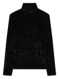 DRIES VAN NOTEN velvet long sleeve T-shirt - Black