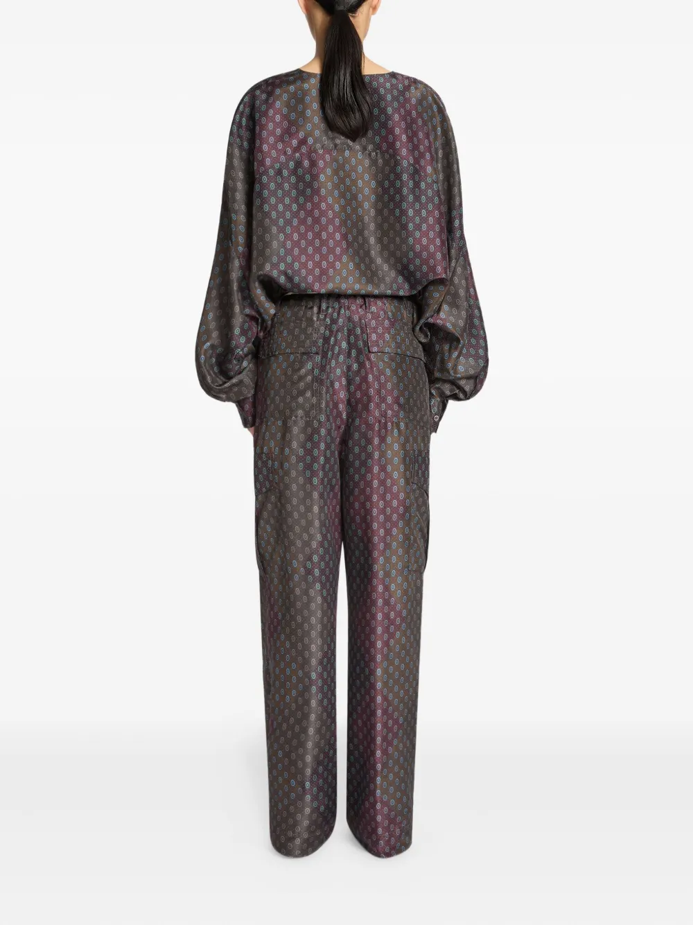 DRIES VAN NOTEN Gedrapeerde top met paisley-print Bruin