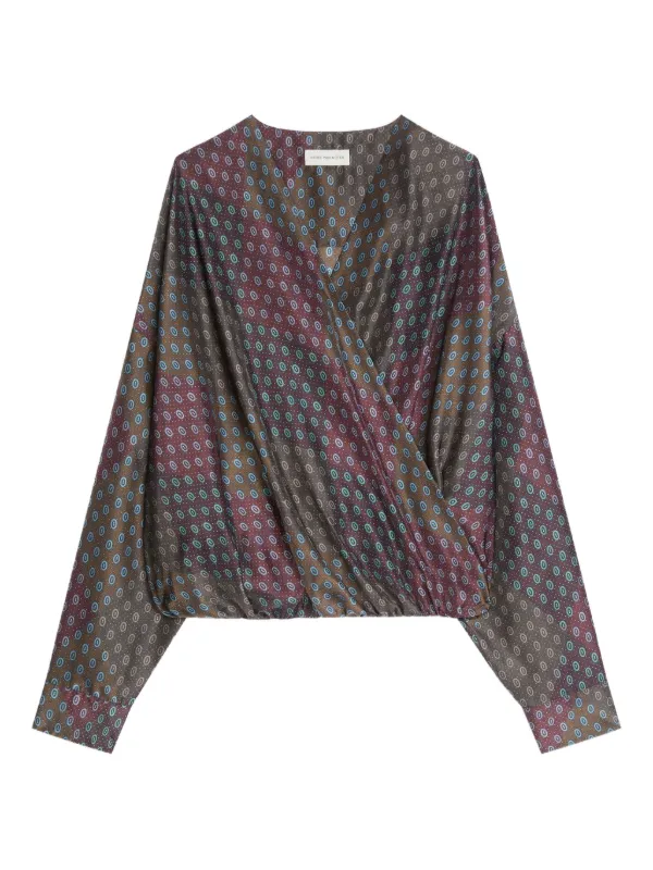 ペイズリードレープトップス DRIES VAN NOTEN ペイズリー ドレープ トップ | ブラウン