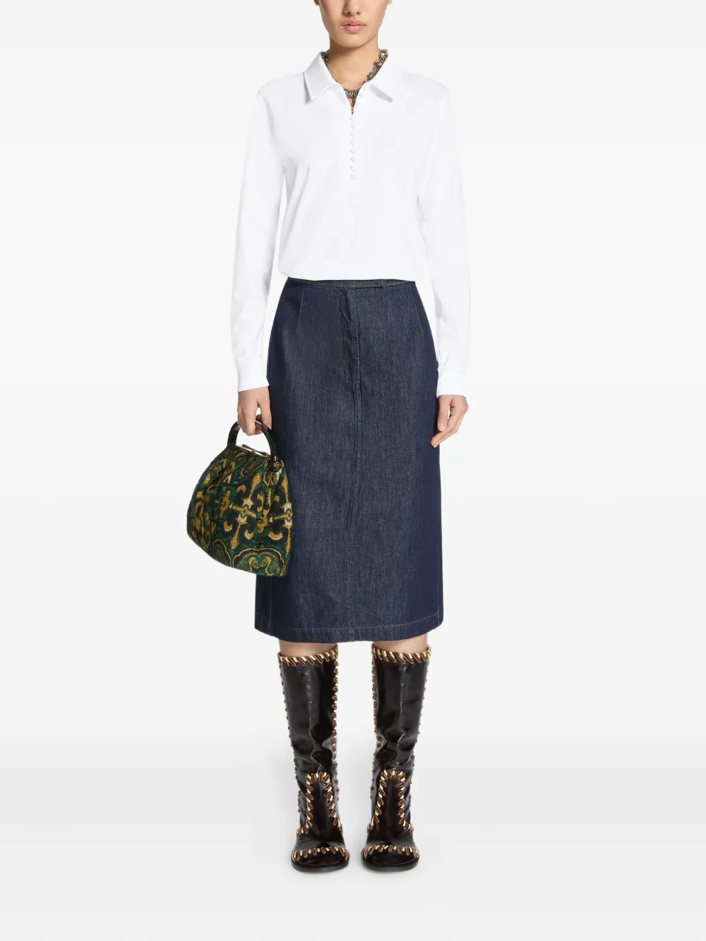 DRIES VAN NOTEN Top met lange mouwen en knoop - Wit