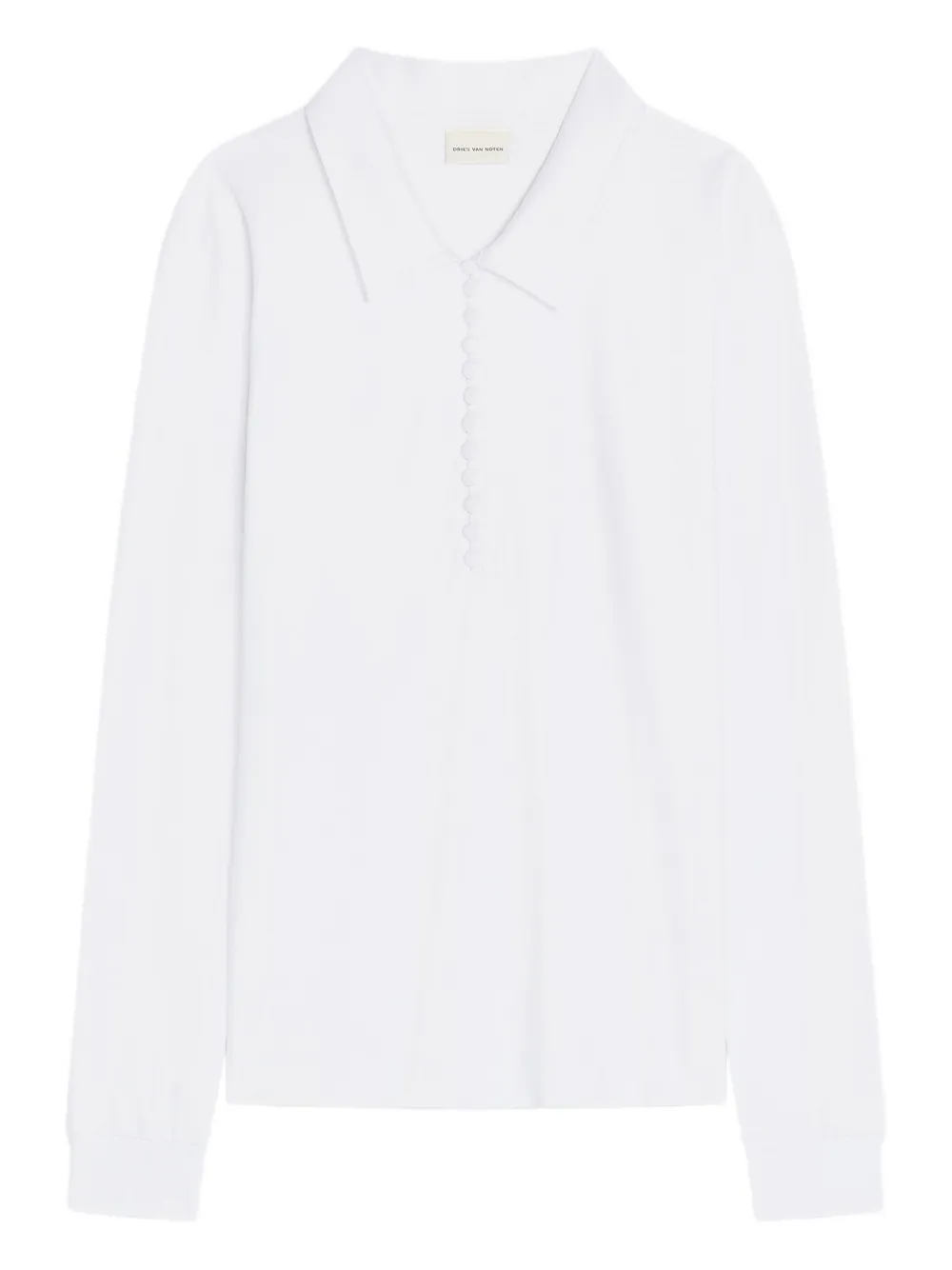Dries Van Noten Long-sleeve Button Polo Top In White