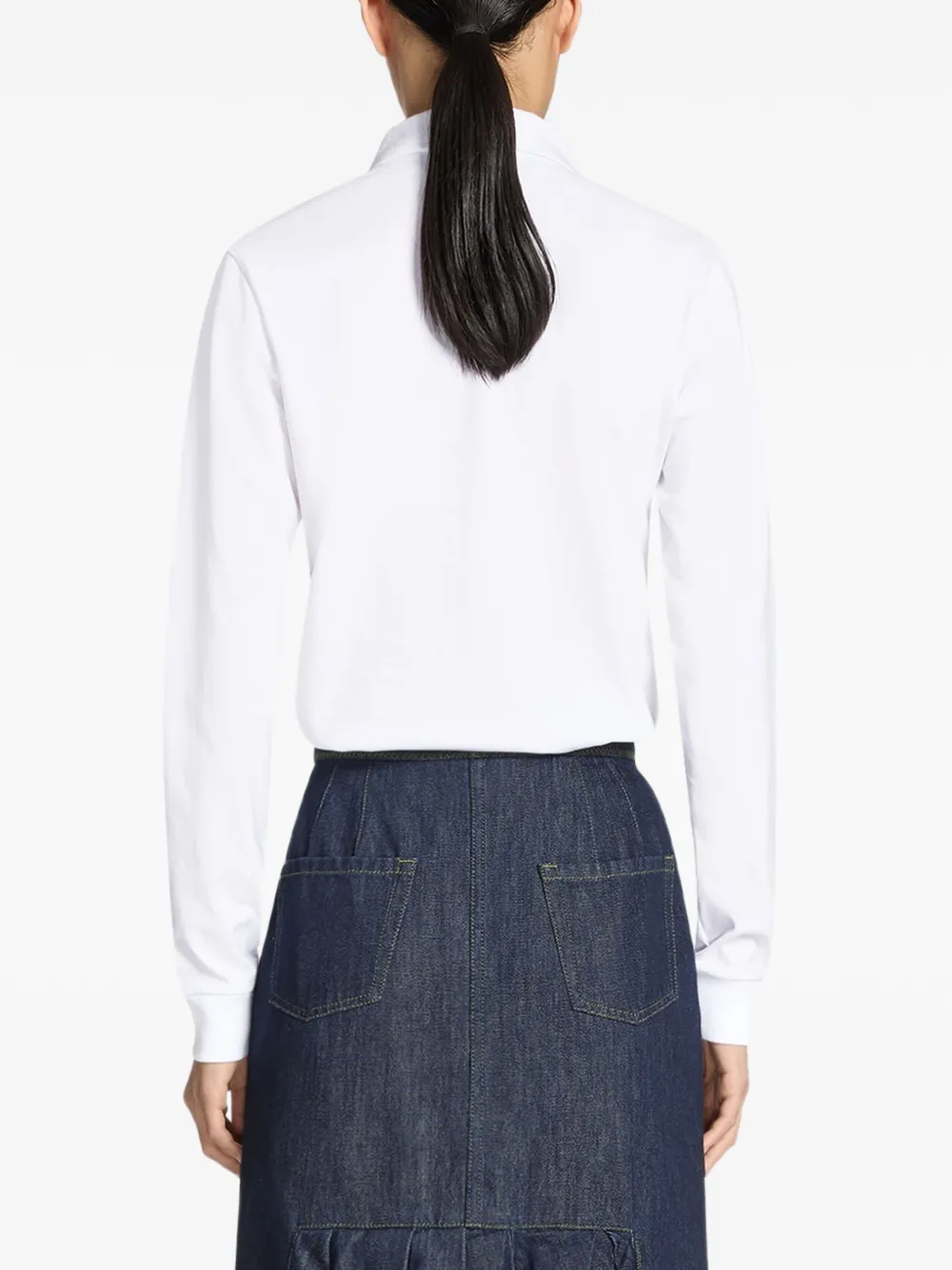 Dries Van Noten Long-sleeve Button Polo Top In White
