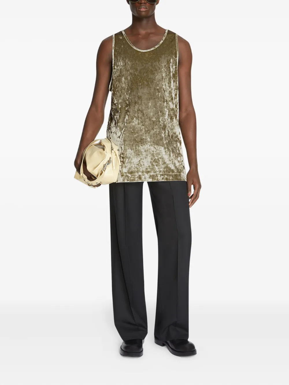 DRIES VAN NOTEN Fluwelen tanktop Groen