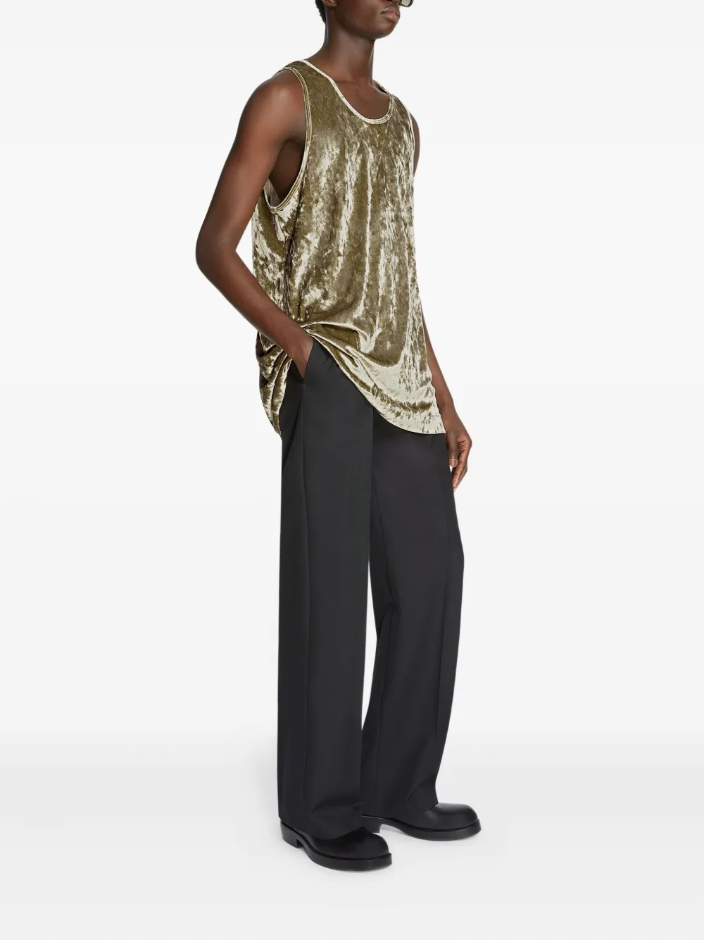 DRIES VAN NOTEN Fluwelen tanktop Groen