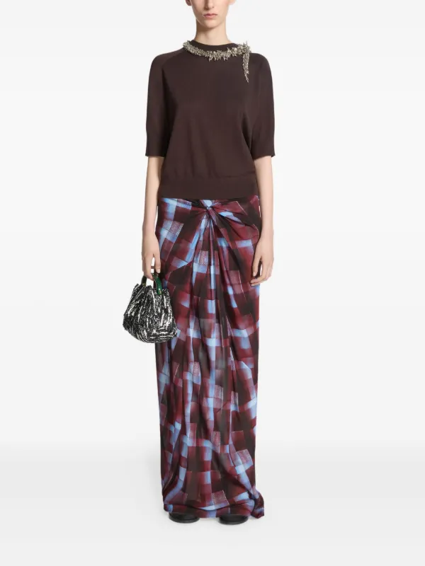 スカート DRIES VAN NOTEN checked skirt 送料無料》 Dries Van Noten Draped checked skirt (Dries Van