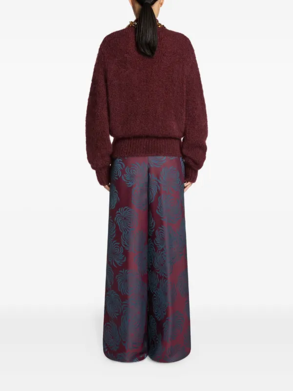 Dries Van Noten ゴムウエスト プリント ロングパンツ DRIES VAN NOTEN プリント パンツ | ブルー | FARFETCH JP