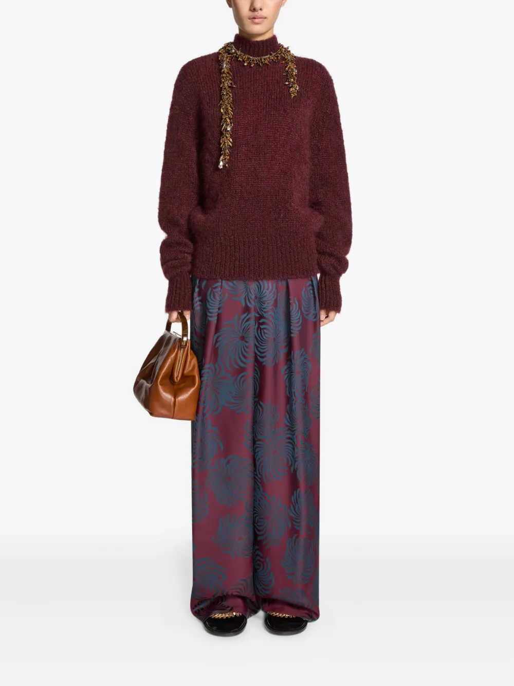 DRIES VAN NOTEN pleated printed trousers - Blauw
