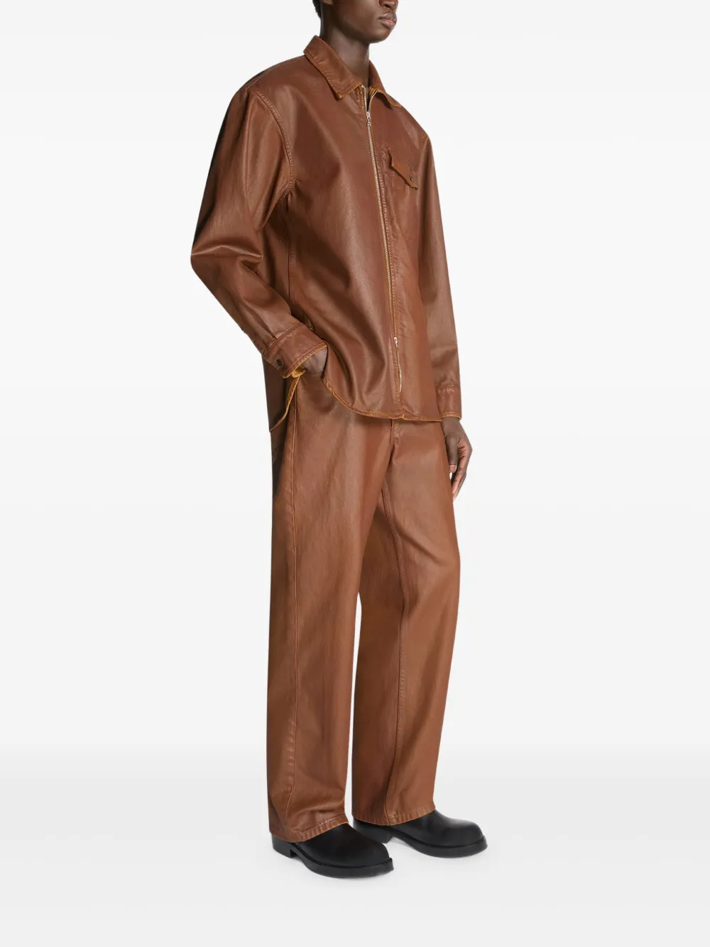 DRIES VAN NOTEN Overhemd met rits Bruin