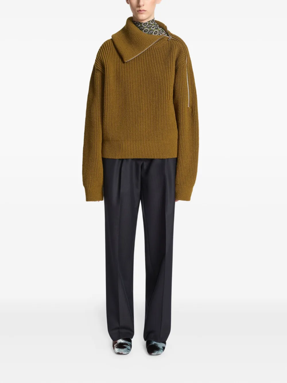 DRIES VAN NOTEN printed mules Brown