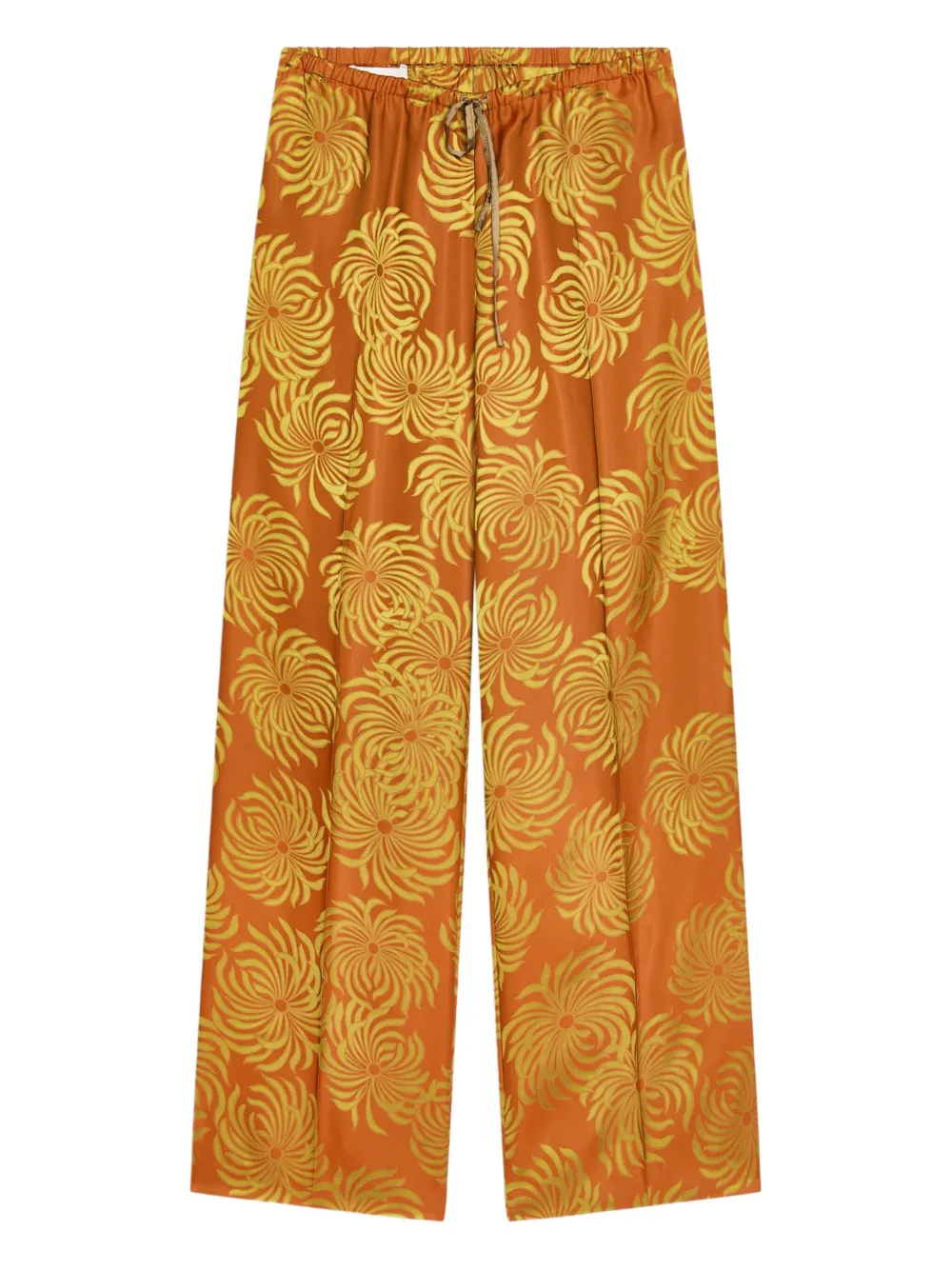 DRIES VAN NOTEN Elastische broek met bloemenprint Oranje