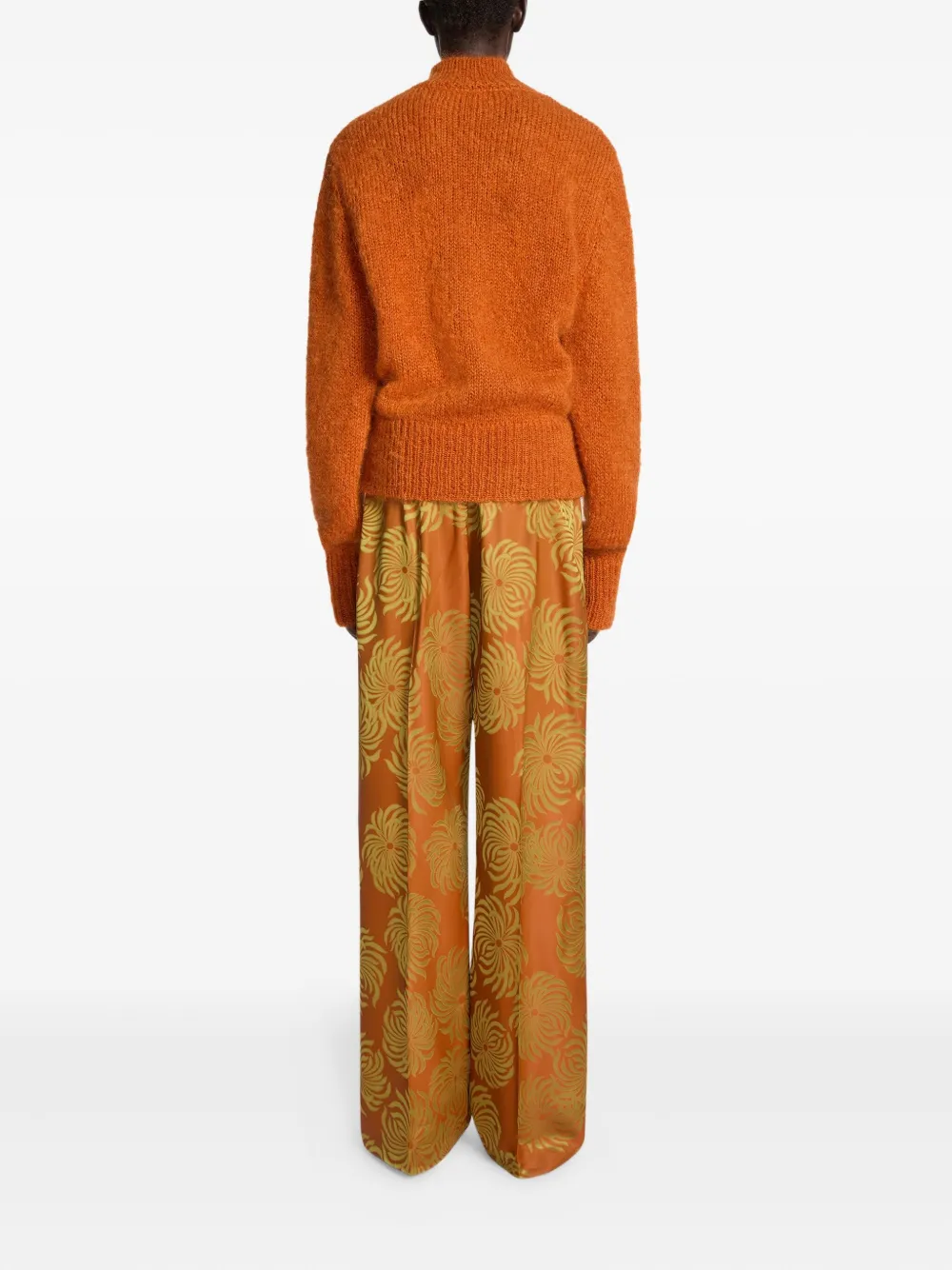 DRIES VAN NOTEN Elastische broek met bloemenprint Oranje