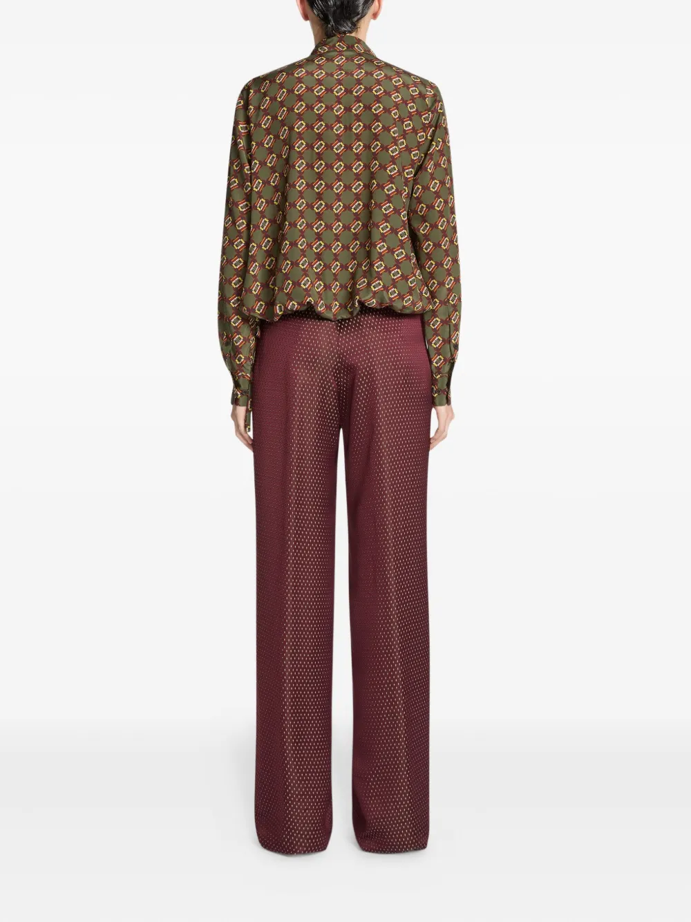 DRIES VAN NOTEN Broek met jacquard ceintuur Rood