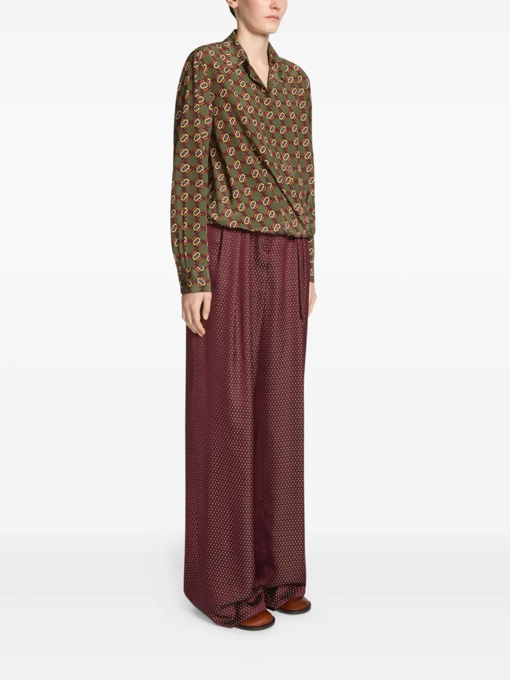 DRIES VAN NOTEN Broek met jacquard ceintuur Rood