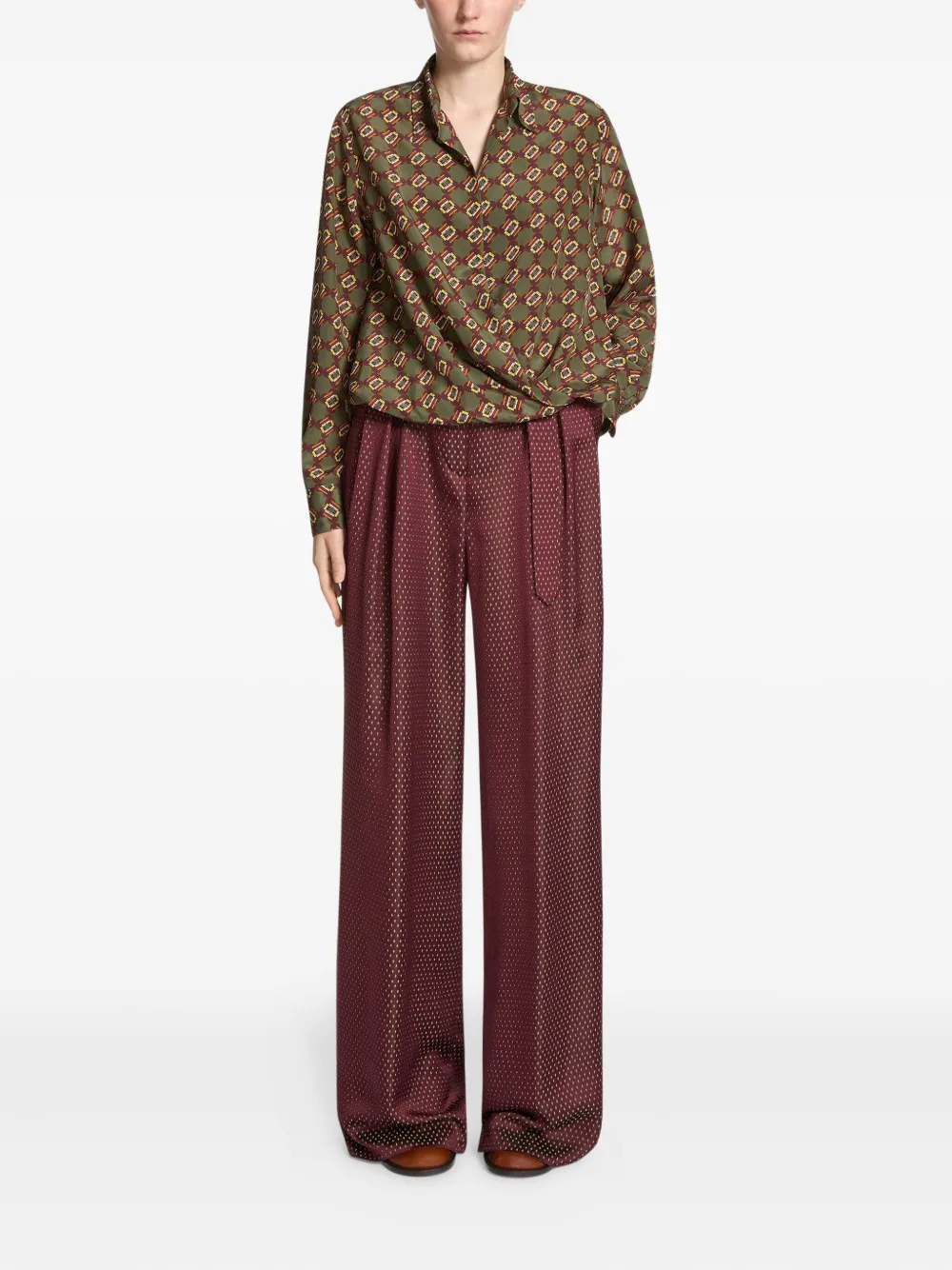 DRIES VAN NOTEN Broek met jacquard ceintuur - Rood