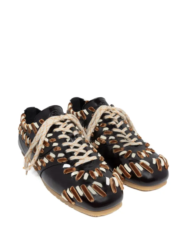DRIES VAN NOTEN velvet-embellished Leather Sneakers | Black