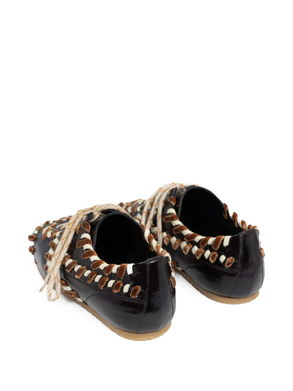 Dries Van Noten Cord And Velvet-trimmed Glossed-leather Sneakers In Black