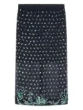 DRIES VAN NOTEN rhinestone-embellished sheer-panel skirt - Blue
