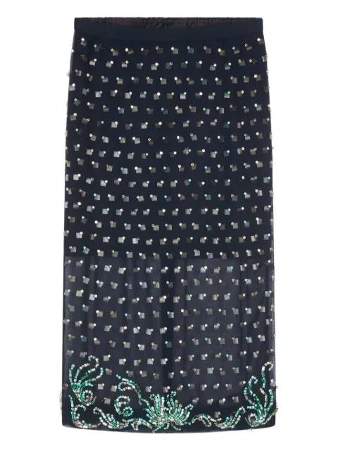 DRIES VAN NOTEN rhinestone-embellished sheer-panel skirt