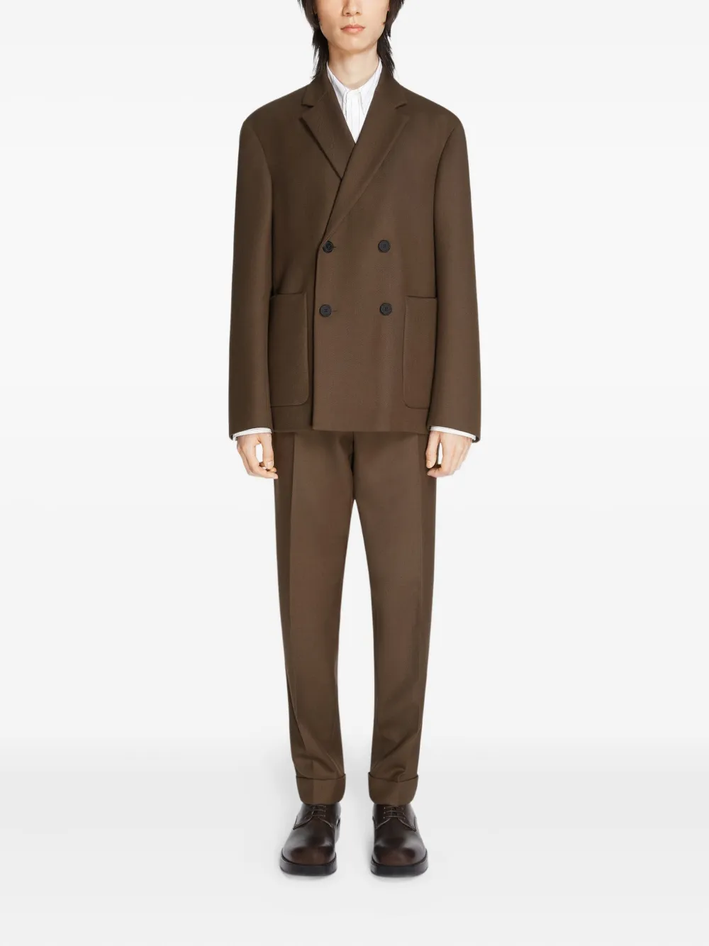 DRIES VAN NOTEN Wollen straight broek - Bruin