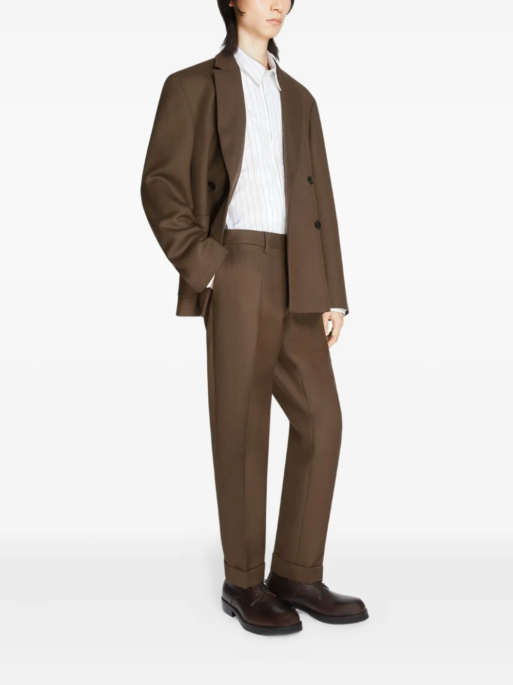 DRIES VAN NOTEN Wollen straight broek Bruin