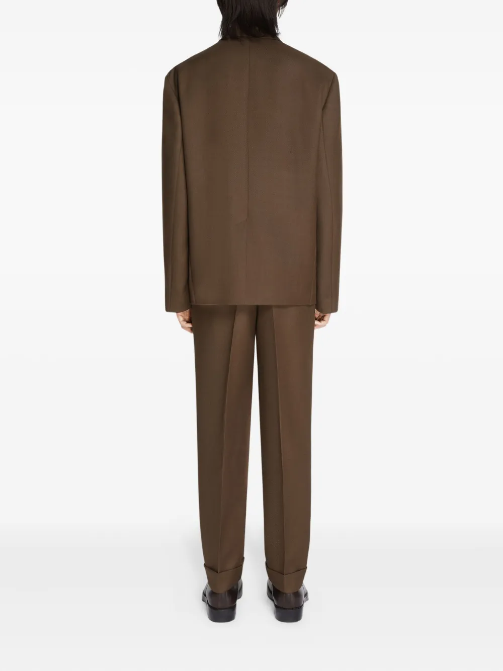 DRIES VAN NOTEN Wollen straight broek Bruin