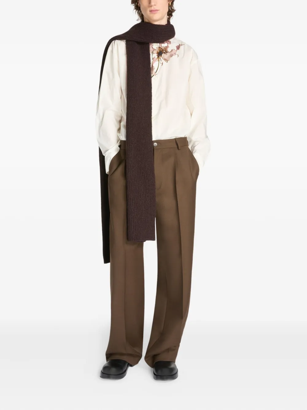 DRIES VAN NOTEN Geribbelde sjaal - Bruin