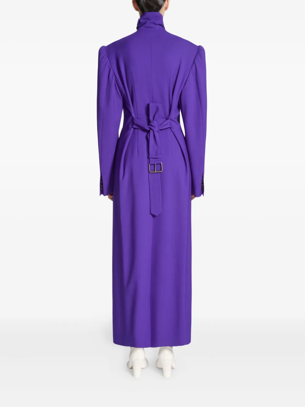 DRIES VAN NOTEN Jas met ceintuur en dubbele rij knopen Paars
