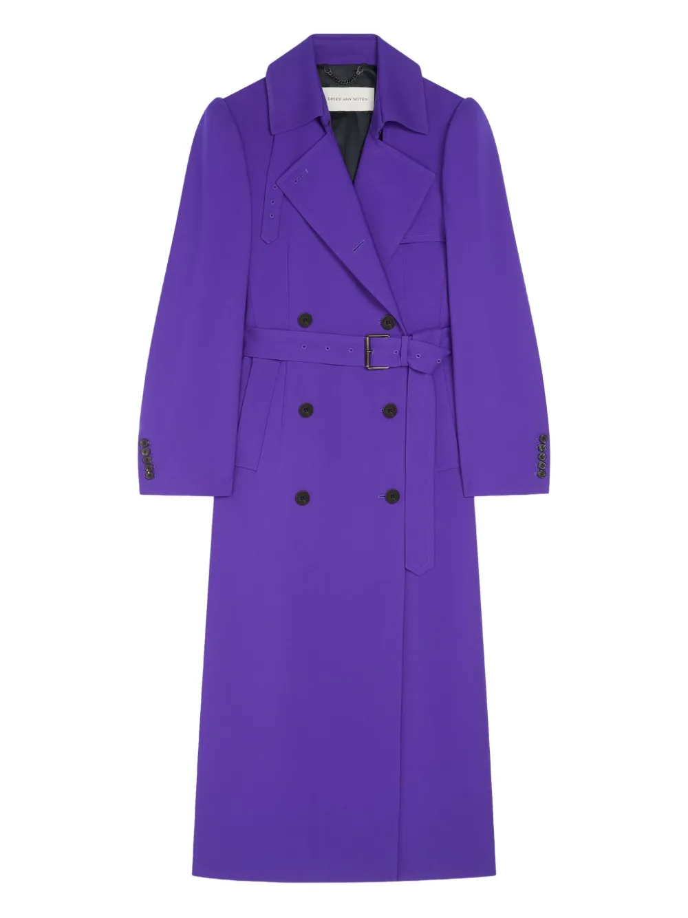 Dries Van Noten Double-breasted Belted Coat In Purple