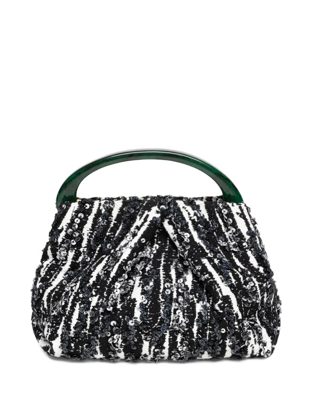 Dries Van Noten Small Pleated Jacquard With Resin Handle Bags In Black
