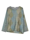 DRIES VAN NOTEN geometric-print silk top - Blue