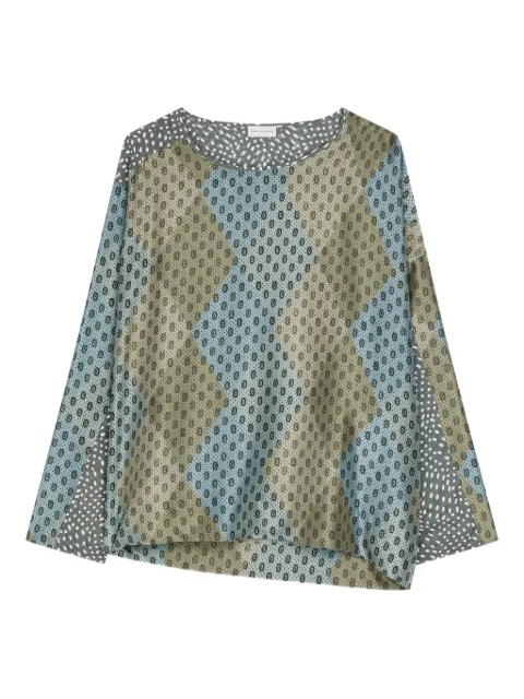 DRIES VAN NOTEN geometric-print silk top