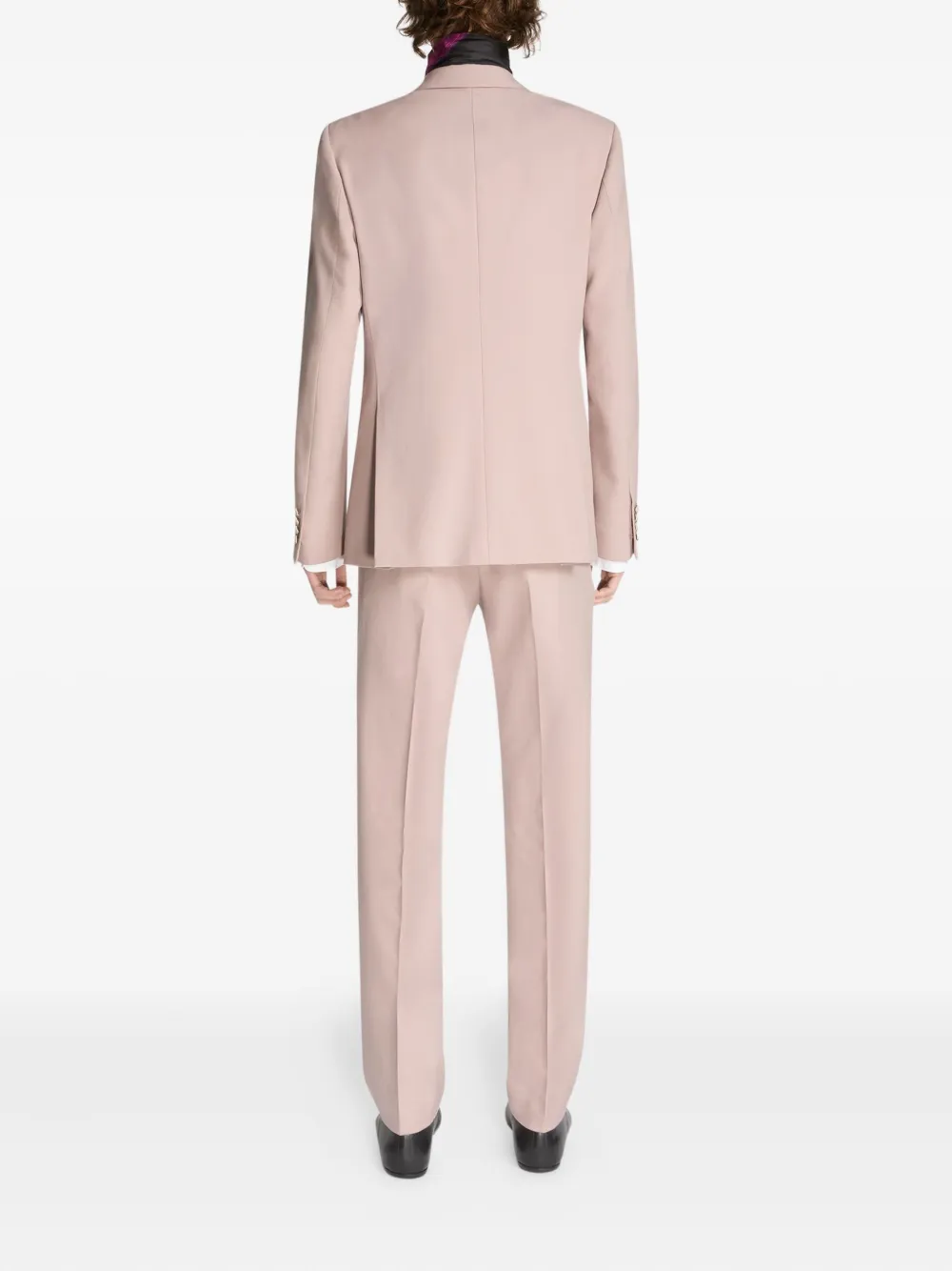 DRIES VAN NOTEN Wollen pak met satijnen revers Roze