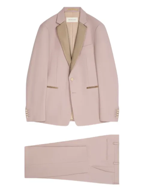 DRIES VAN NOTEN satin-lapel wool suit