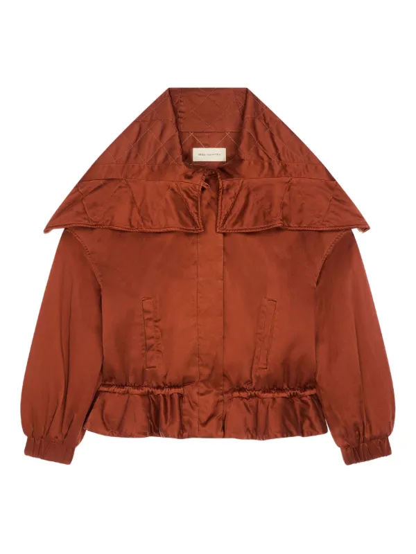 DRIES VAN NOTEN Quilted Ruffled Jacket Brown FARFETCH IN