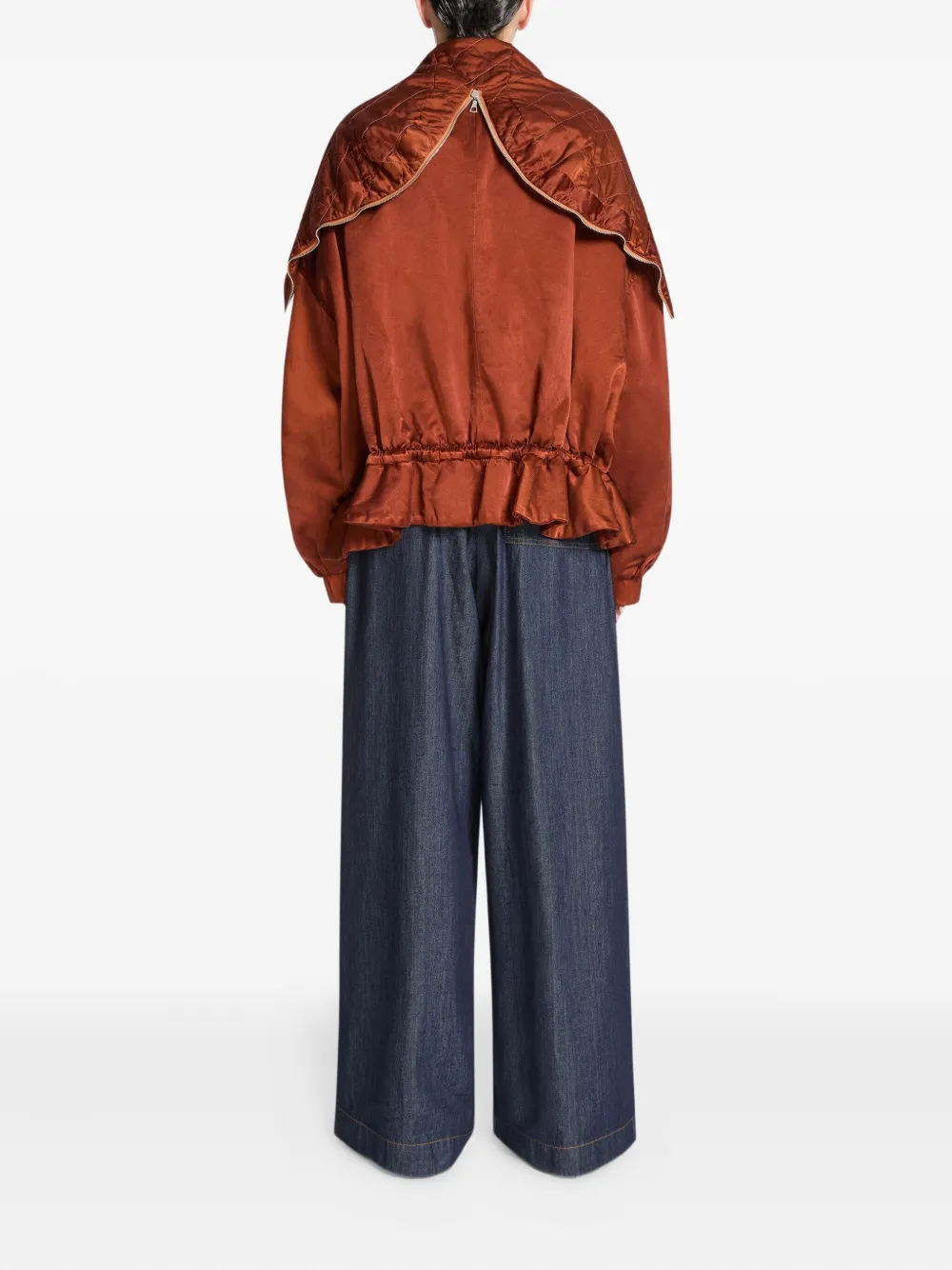 DRIES VAN NOTEN Gewatteerd jack met ruches Bruin