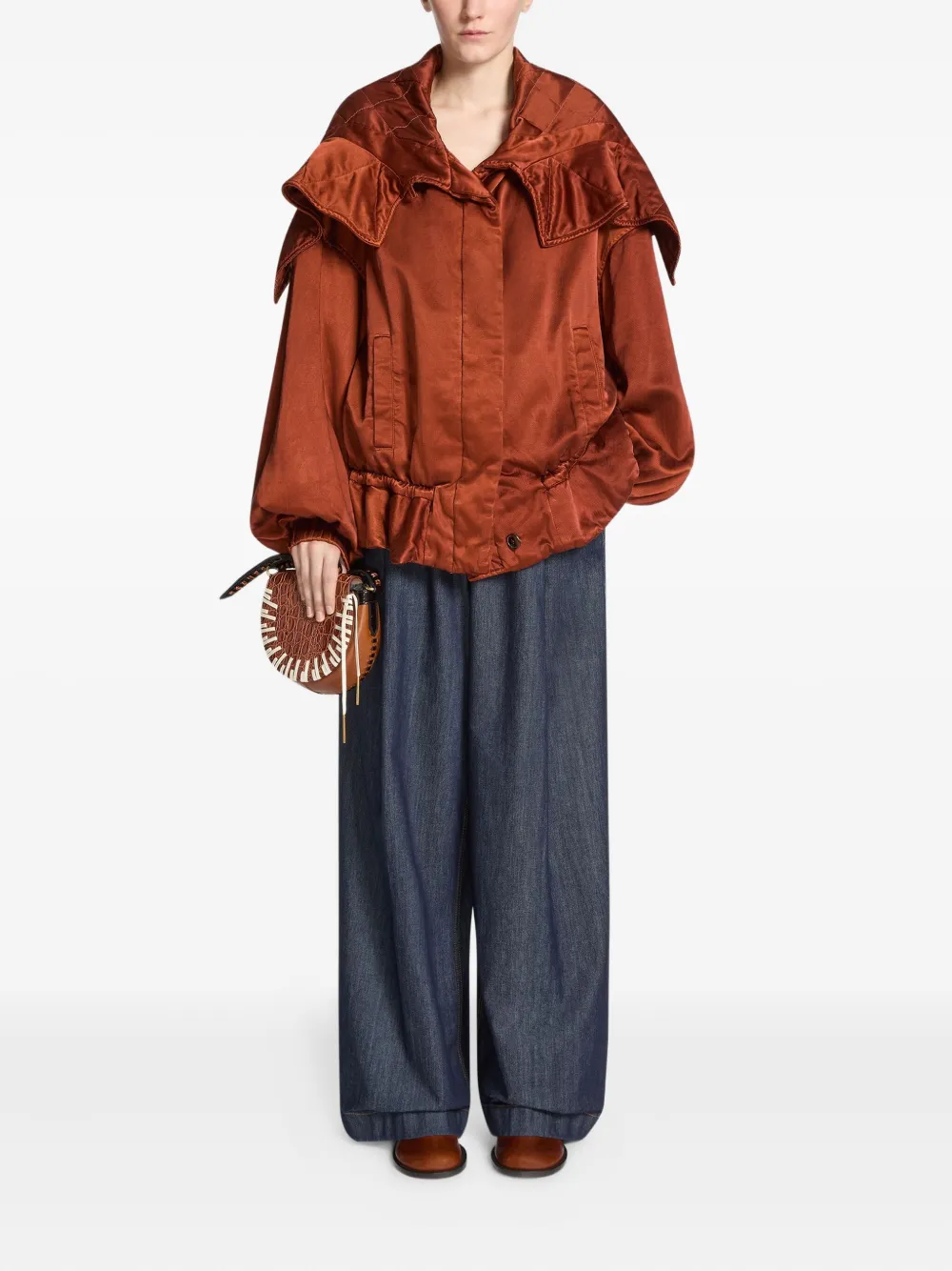 DRIES VAN NOTEN Gewatteerd jack met ruches Bruin